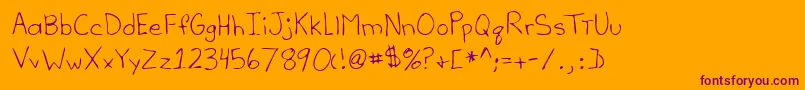 Lehn052-Schriftart – Violette Schriften auf orangefarbenem Hintergrund