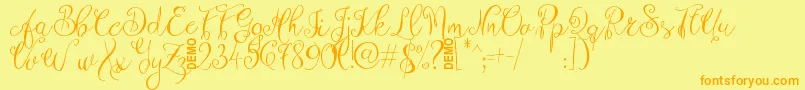 ZenythScriptDemo Font – Orange Fonts on Yellow Background