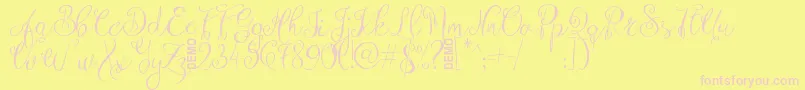 ZenythScriptDemo-Schriftart – Rosa Schriften auf gelbem Hintergrund