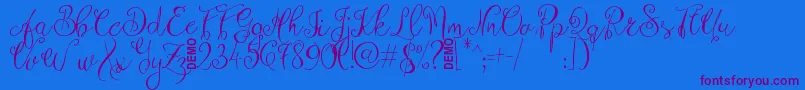 ZenythScriptDemo-Schriftart – Violette Schriften auf blauem Hintergrund