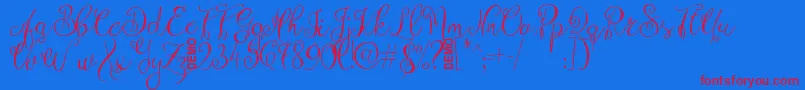 ZenythScriptDemo-Schriftart – Rote Schriften auf blauem Hintergrund