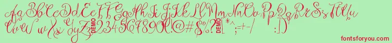 ZenythScriptDemo Font – Red Fonts on Green Background