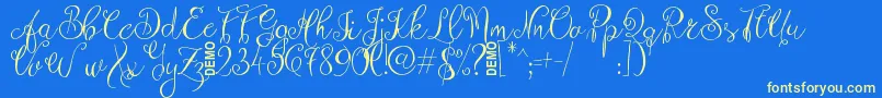 ZenythScriptDemo Font – Yellow Fonts on Blue Background