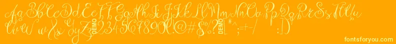 Fonte ZenythScriptDemo – fontes amarelas em um fundo laranja