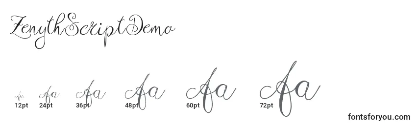 ZenythScriptDemo Font Sizes