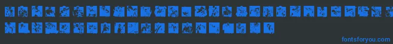 KofDingbats-Schriftart – Blaue Schriften auf schwarzem Hintergrund