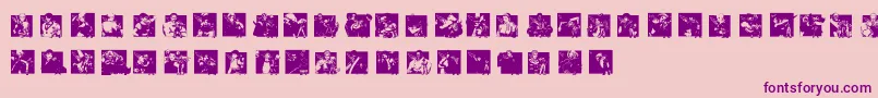 フォントKofDingbats – ピンクの背景に紫のフォント