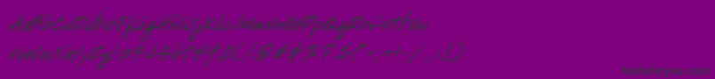 Fonte HandscriptBoldItalic – fontes pretas em um fundo violeta