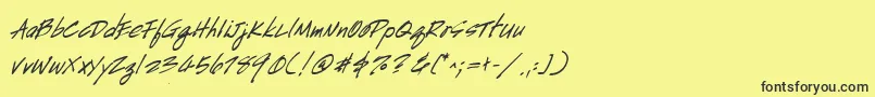 フォントHandscriptBoldItalic – 黒い文字の黄色い背景