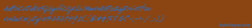 HandscriptBoldItalic Font – Blue Fonts on Brown Background