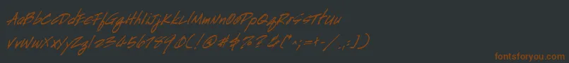 HandscriptBoldItalic-Schriftart – Braune Schriften auf schwarzem Hintergrund