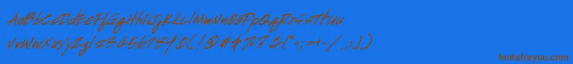 Шрифт HandscriptBoldItalic – коричневые шрифты на синем фоне