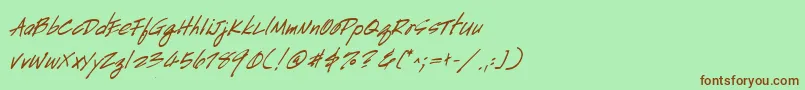HandscriptBoldItalic Font – Brown Fonts on Green Background