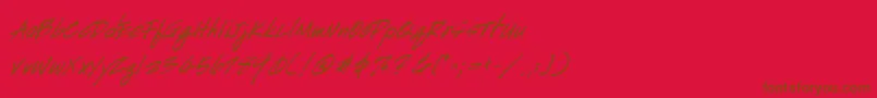 Fonte HandscriptBoldItalic – fontes marrons em um fundo vermelho