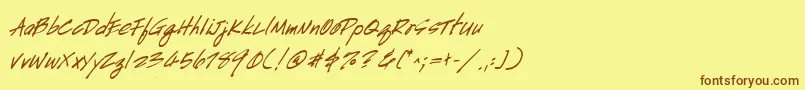 Czcionka HandscriptBoldItalic – brązowe czcionki na żółtym tle