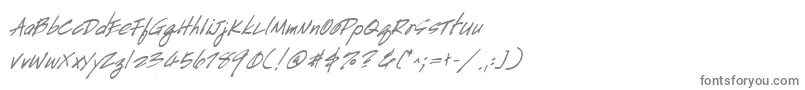HandscriptBoldItalic-fontti – harmaat kirjasimet valkoisella taustalla