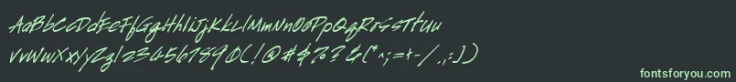 HandscriptBoldItalic Font – Green Fonts on Black Background