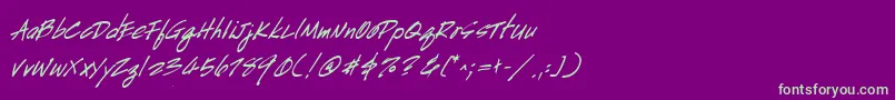 HandscriptBoldItalic Font – Green Fonts on Purple Background