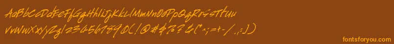 HandscriptBoldItalic Font – Orange Fonts on Brown Background