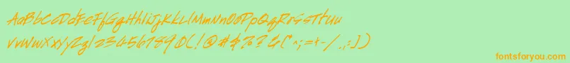 HandscriptBoldItalic Font – Orange Fonts on Green Background
