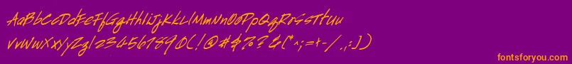 fuente HandscriptBoldItalic – Fuentes Naranjas Sobre Fondo Morado