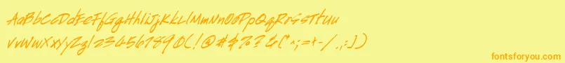 HandscriptBoldItalic Font – Orange Fonts on Yellow Background