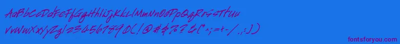 Шрифт HandscriptBoldItalic – фиолетовые шрифты на синем фоне
