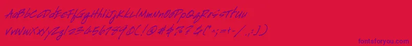 Czcionka HandscriptBoldItalic – fioletowe czcionki na czerwonym tle