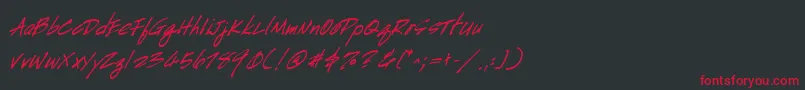 Czcionka HandscriptBoldItalic – czerwone czcionki na czarnym tle