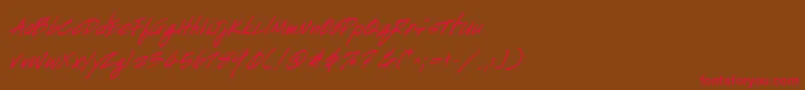 HandscriptBoldItalic Font – Red Fonts on Brown Background
