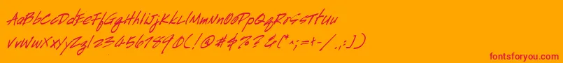 Police HandscriptBoldItalic – polices rouges sur fond orange