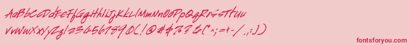 HandscriptBoldItalic Font – Red Fonts on Pink Background