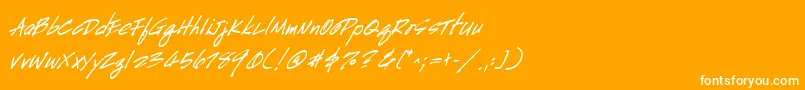 Шрифт HandscriptBoldItalic – белые шрифты на оранжевом фоне