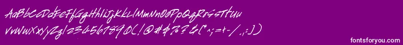 Fonte HandscriptBoldItalic – fontes brancas em um fundo violeta