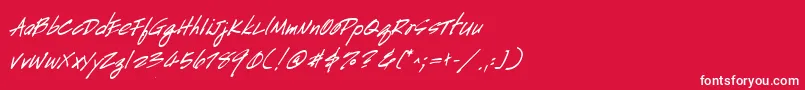 Fonte HandscriptBoldItalic – fontes brancas em um fundo vermelho