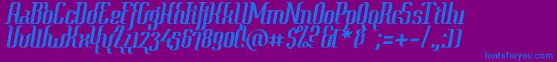 Year2000ContextClipped-Schriftart – Blaue Schriften auf violettem Hintergrund