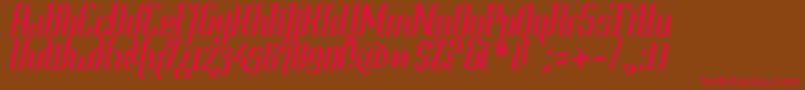 Year2000ContextClipped-fontti – punaiset fontit ruskealla taustalla
