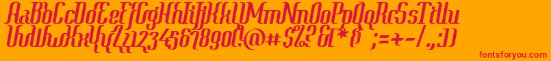 Year2000ContextClipped-Schriftart – Rote Schriften auf orangefarbenem Hintergrund