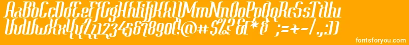 Year2000ContextClipped-Schriftart – Weiße Schriften auf orangefarbenem Hintergrund