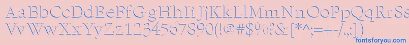 EmbossNormal Font – Blue Fonts on Pink Background