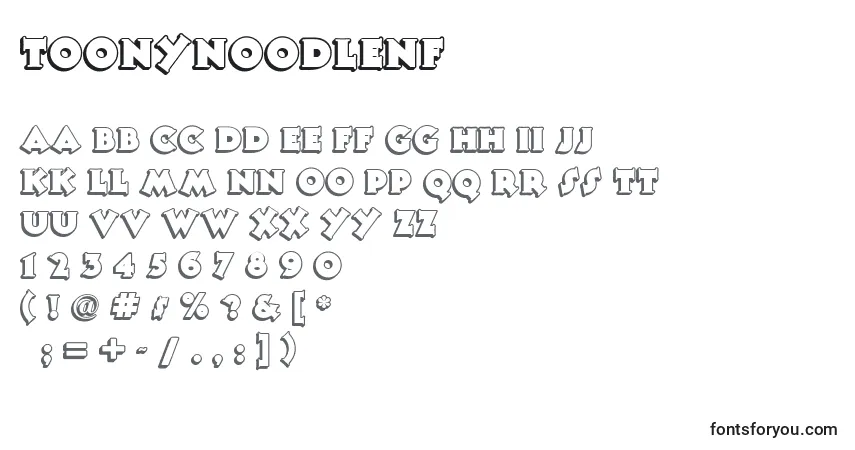 Schriftart Toonynoodlenf – Alphabet, Zahlen, spezielle Symbole