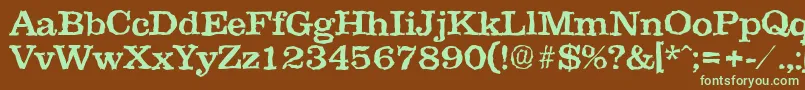 フォントClarerandomMedium – 緑色の文字が茶色の背景にあります。