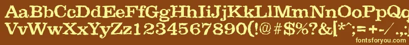ClarerandomMedium-fontti – keltaiset fontit ruskealla taustalla