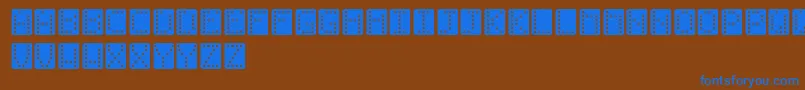 Domino Font – Blue Fonts on Brown Background