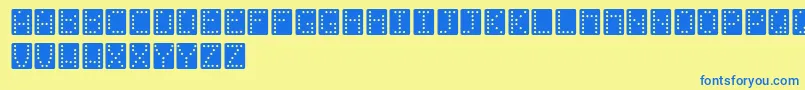 Domino Font – Blue Fonts on Yellow Background