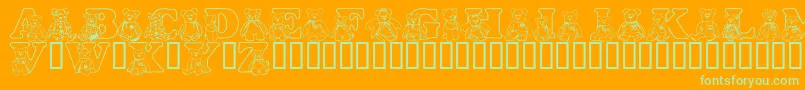 LmsTybears-Schriftart – Grüne Schriften auf orangefarbenem Hintergrund