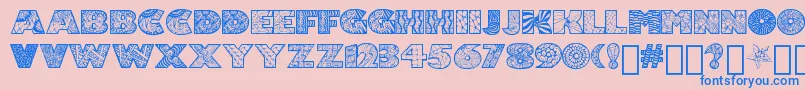 Zenfyrkalt-Schriftart – Blaue Schriften auf rosa Hintergrund