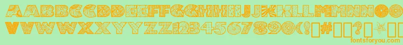 Zenfyrkalt-Schriftart – Orangefarbene Schriften auf grünem Hintergrund