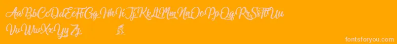 Miraculouschristmas-Schriftart – Rosa Schriften auf orangefarbenem Hintergrund