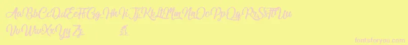 Miraculouschristmas-Schriftart – Rosa Schriften auf gelbem Hintergrund